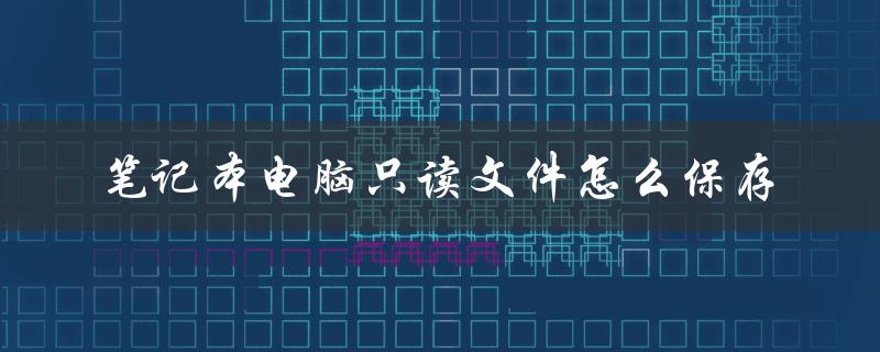 笔记本电脑只读文件怎么保存（笔记本只读文件保存在哪）