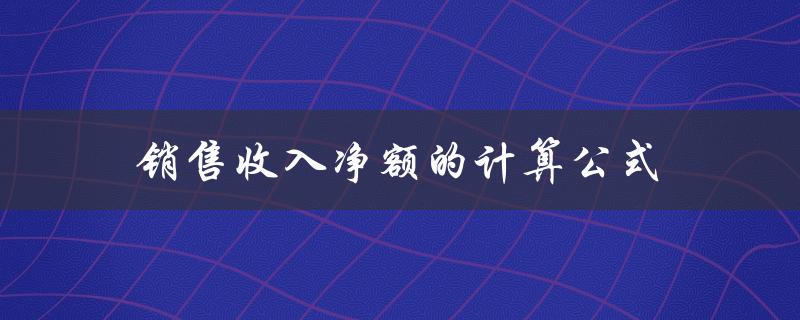 销售收入净额的计算公式（销售收入净额公式是什么）
