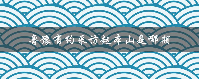 鲁豫有约采访赵本山是哪期（他的相声让全国人民都爆笑了！——赵本山访谈）