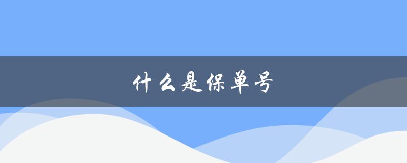 什么是保单号（保单号码查询是什么）