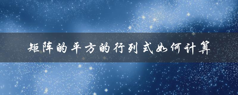 矩阵的平方的行列式如何计算（矩阵平方行列式和）