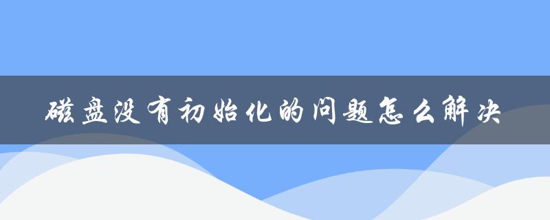 磁盘未初始化导致数据丢失怎么办？