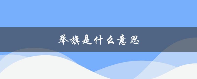 举旗是什么意思（举旗是什么意思）