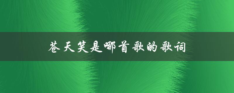 苍天笑是哪首歌的歌词（描绘爱情的经典之作）
