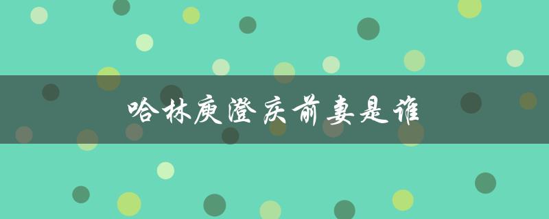 揭秘哈林庾澄庆前妻的身份