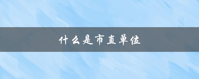 什么是市直单位（市直单位正职是什么）