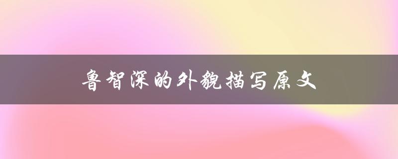 鲁智深的外貌描写原文（鲁智深的外貌描写是什么）