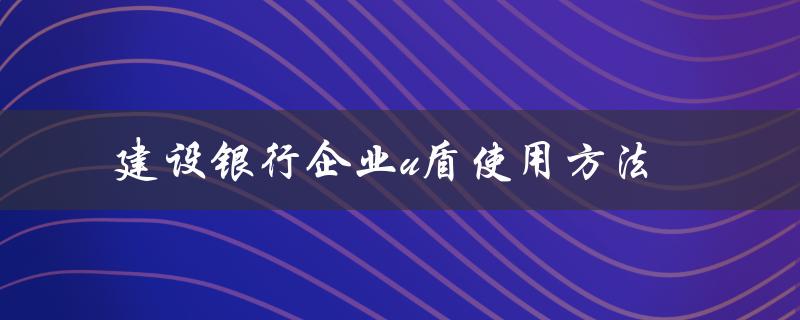 建设银行企业u盾使用方法（建设银行企业u盾如何使用）