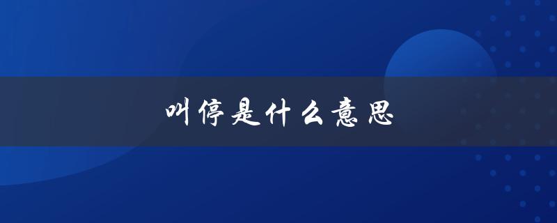 叫停是什么意思（股票叫停是什么）