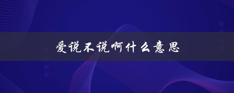 爱说不说啊什么意思（探讨人际交往中的沟通问题）
