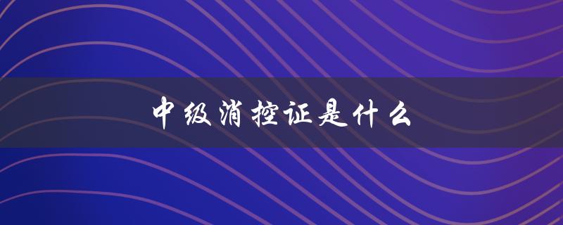 中级消控证是什么（什么是中级消控证）