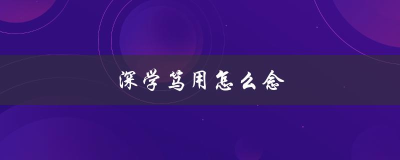 深学笃用怎么念（大学怎么深度学习）