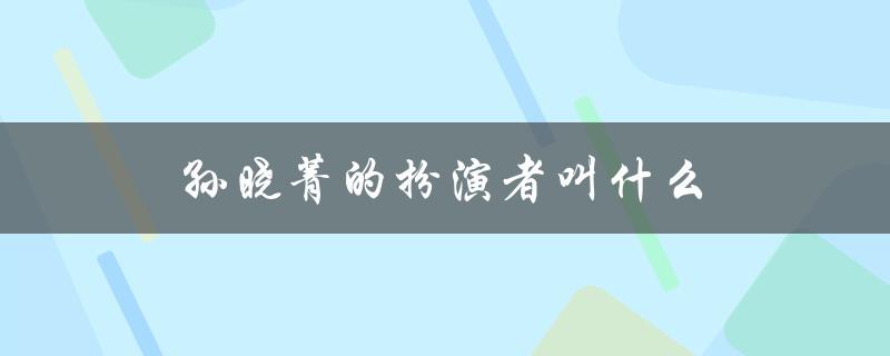 孙晓菁的扮演者叫什么（孙晓菁的姓名）