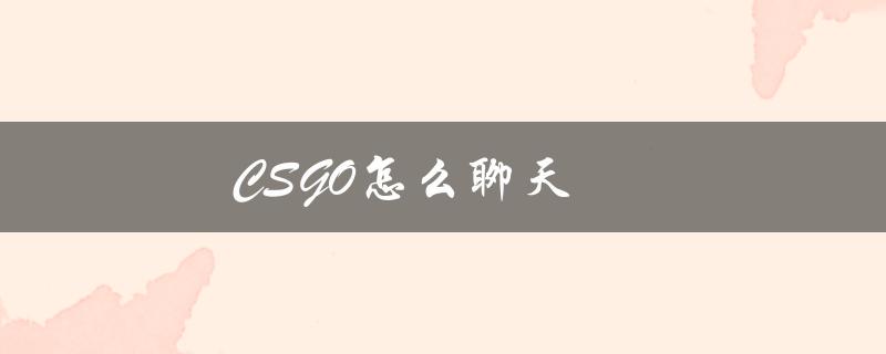 CSGO怎么聊天（csgo聊天打字怎么操作）