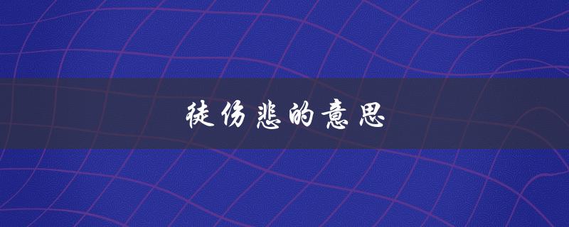 徒伤悲的意思（老大徒伤悲的意思是什么）