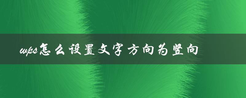 wps怎么设置文字方向为竖向（WPS流程图文字方向设置）