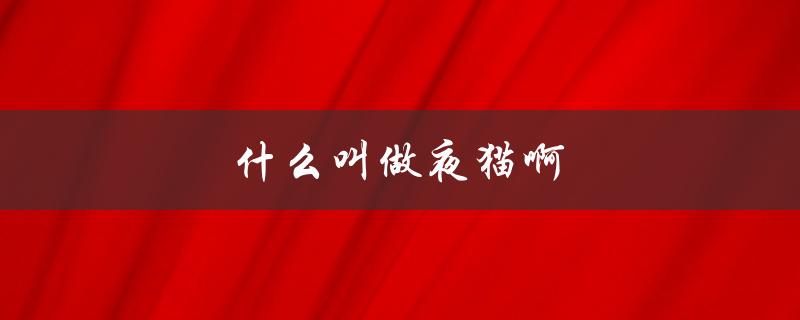 什么叫做夜猫啊（事业单位是什么）