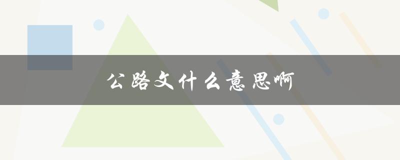 公路文什么意思啊（小说公路文是什么）