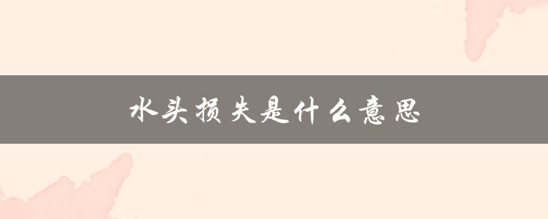 水头损失是什么意思（水头的定义是什么）