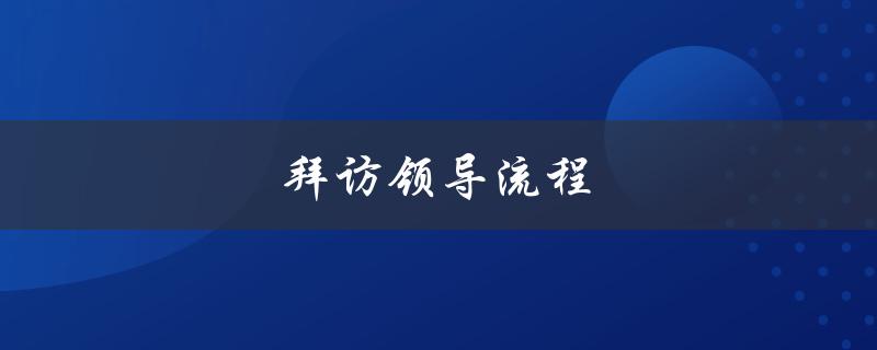 拜访领导流程（拜访公司领导的流程是什么）