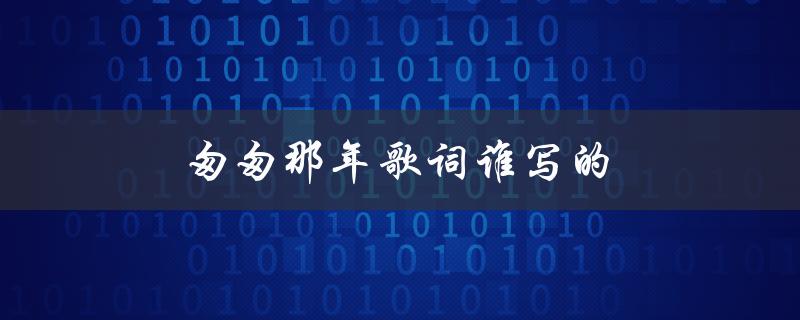 匆匆那年歌词谁写的（匆匆那年歌词如何）