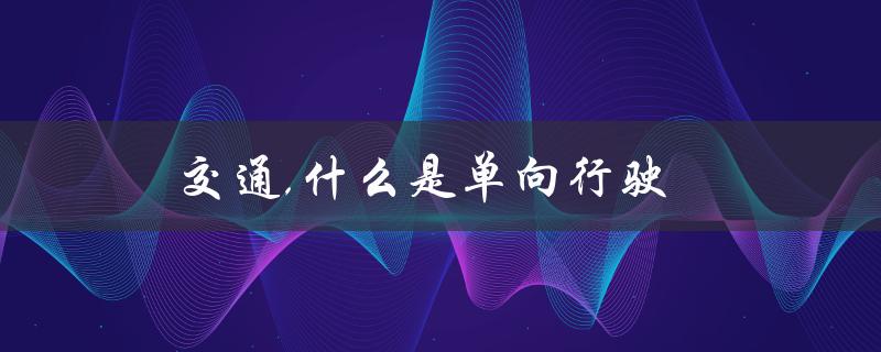 交通,什么是单向行驶（解释与应用场景）
