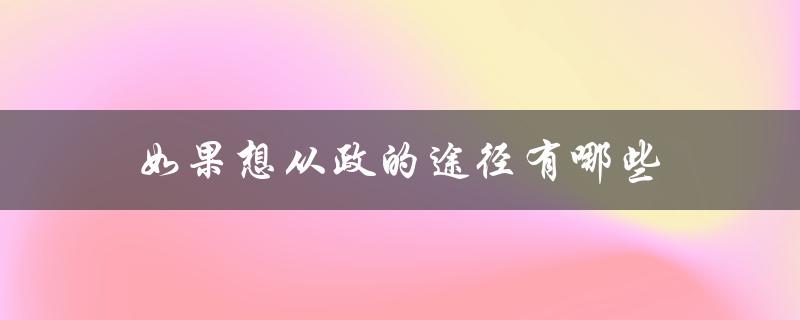 如果想从政的途径有哪些（教师从政的途径是什么）