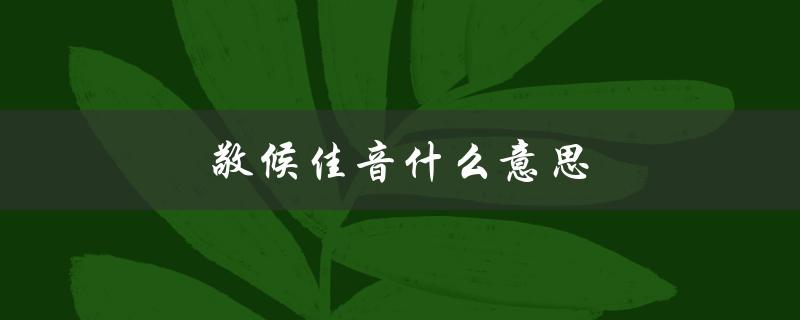 敬候佳音什么意思（静候佳音是什么意思）