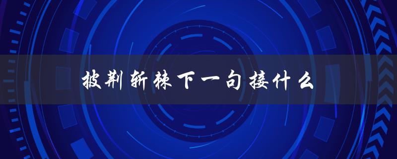 披荆斩棘下一句接什么（披荆斩棘后该做什么）