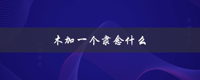 木加一个隶念什么（木加一个隶念什么的提问式标题是什么）