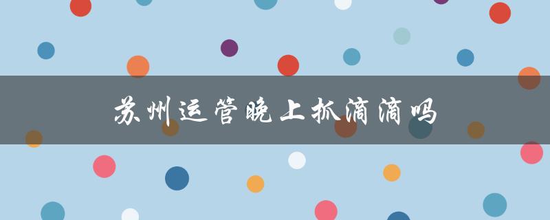 苏州运管晚上抓滴滴吗（苏州运管电话是多少）