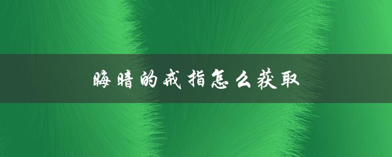 晦暗的戒指怎么获取（晦暗戒指如何获得）