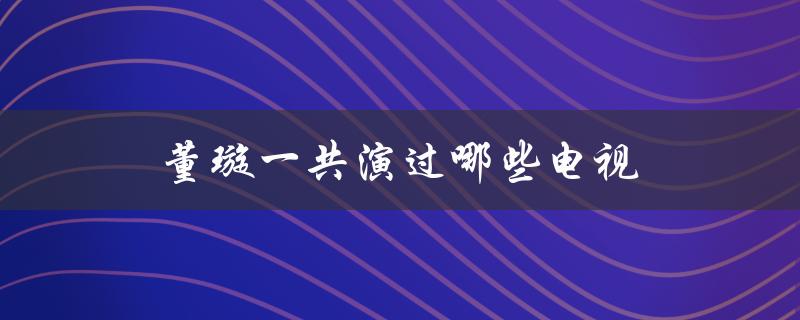 董璇一共演过哪些电视（电视剧作品列表）