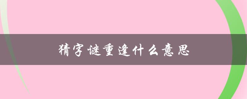 猜字谜重逢什么意思（猜字谜重逢的含义是什么）