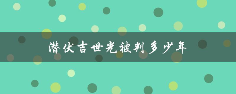潜伏吉世光被判多少年（涉黑案件细节曝光）
