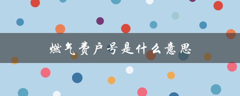 燃气费户号是什么意思（燃气费户号长啥样）
