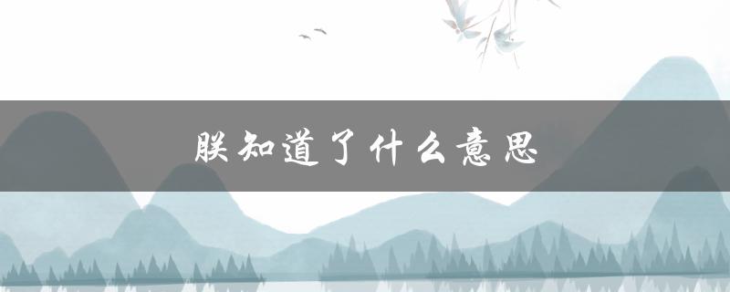 朕知道了什么意思（陛下‘代表’何意）