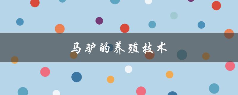 马驴的养殖技术（如何养殖驴）