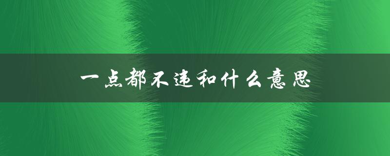 一点都不违和什么意思（完美融合）