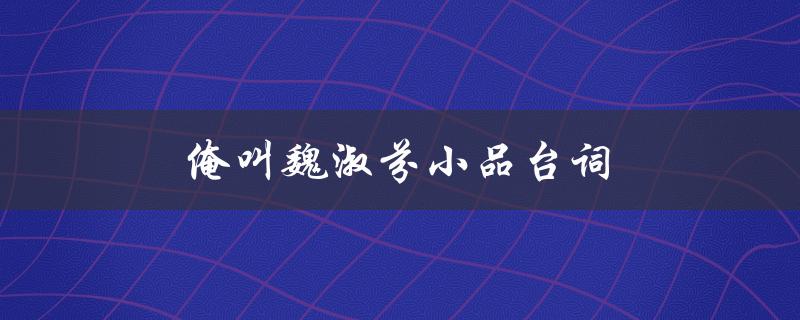 俺叫魏淑芬小品台词（魏淑芬小品的台词是什么）