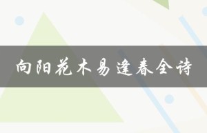 向阳花木易逢春全诗（向阳花木易逢春是什么意思）