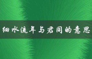细水流年与君同的意思（时光静好，与你共享）