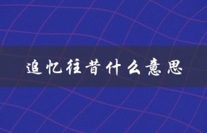 追忆往昔什么意思（追忆往昔的意义是什么）