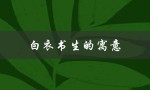 白衣书生的寓意（书生救火的寓意是什么）