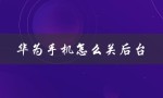 华为手机怎么关后台（华为手机如何关闭后台程序）