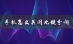手机怎么关闭九键分词（小米手机如何关闭九键分词）