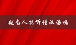 越南人能听懂汉语吗（越南人会说汉语吗）