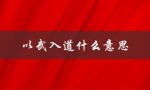 以武入道什么意思（以武入道是什么）