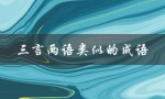 三言两语类似的成语（含数字的三言两语成语）
