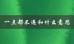 一点都不违和什么意思（完美融合）